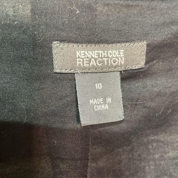 Kenneth Cole Reaction 10 puff short sleeve animal print black white jacket euc - Picture 2 of 13